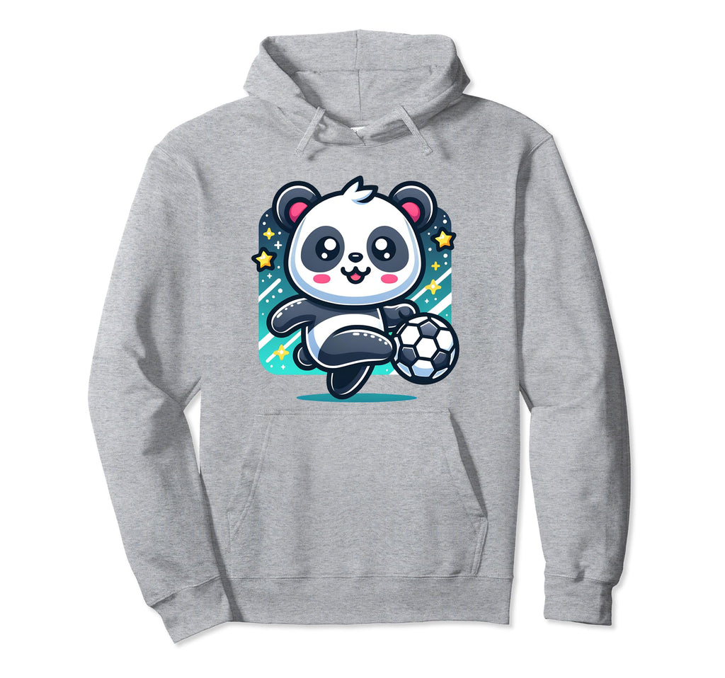 Panda Soccer Player Kicking Soccer Hoodie - Minimalist Print for Adults
