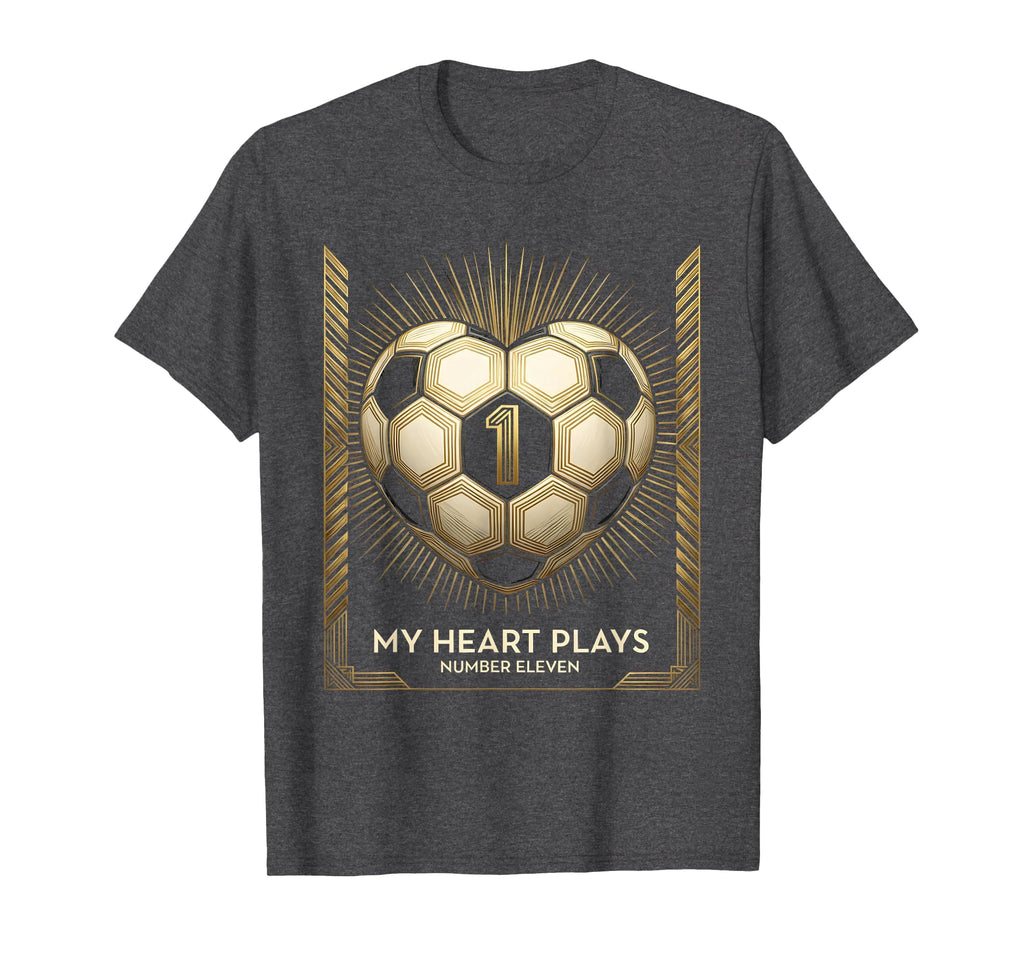 My Heart Plays Number Eleven Soccer Mom T-Shirt - Graphic Print Men Women