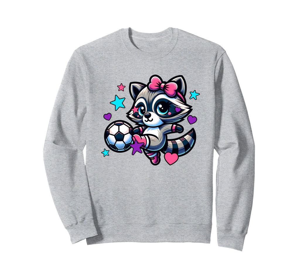 Soccer Raccoon Coquette Bow Trendy And Sweatshirt - Custom Art Print Unisex