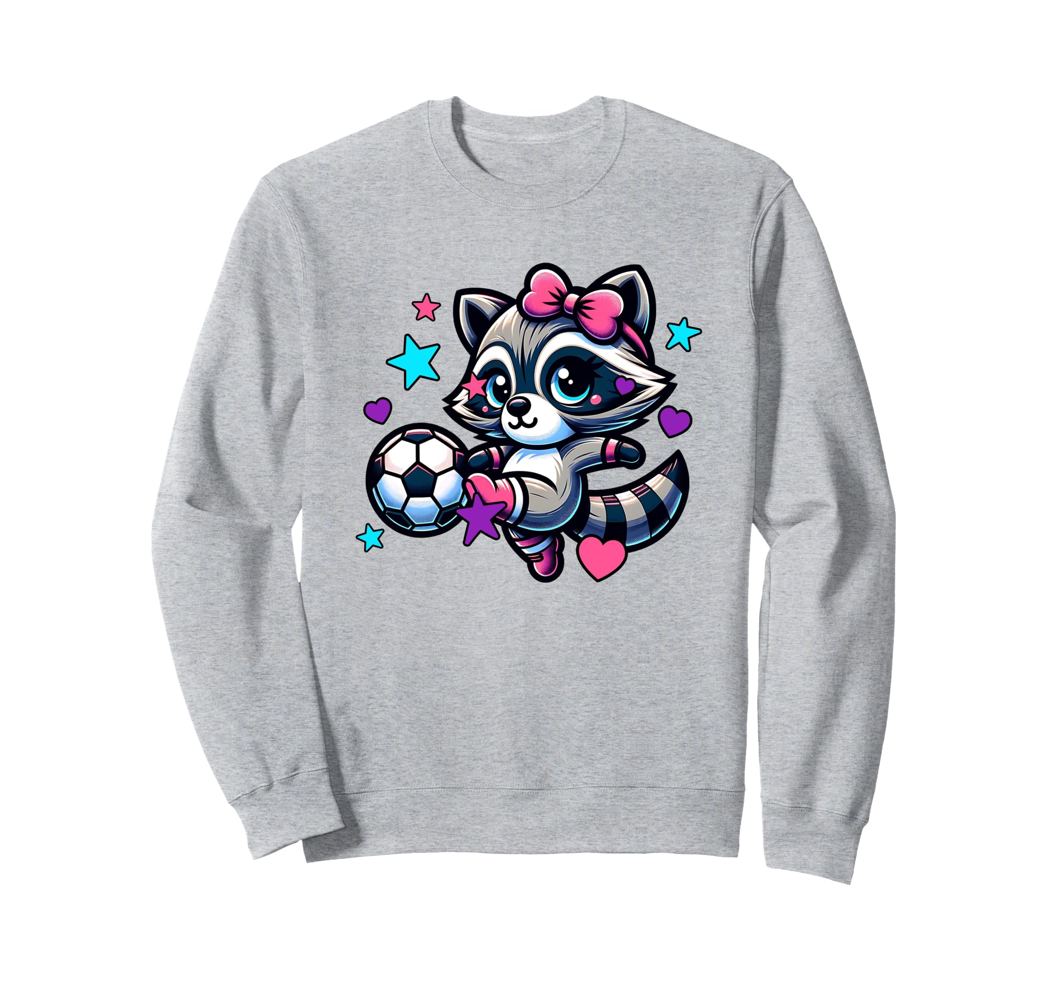 Soccer Raccoon Coquette Bow Trendy And Sweatshirt - Custom Art Print Unisex