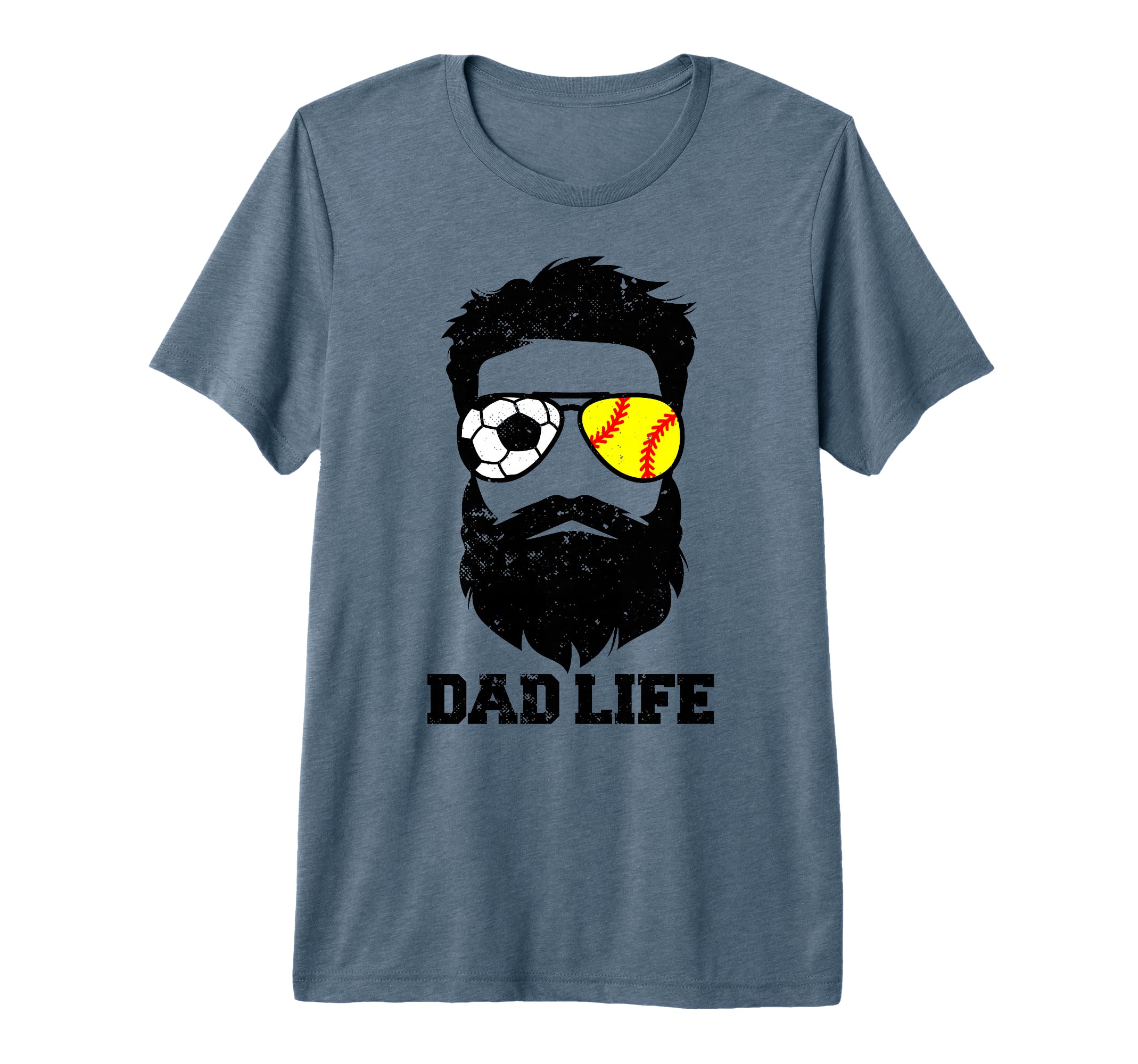 Mens Soccer Softball Dad Messy Hair T-Shirt - Graphic Print Men Women