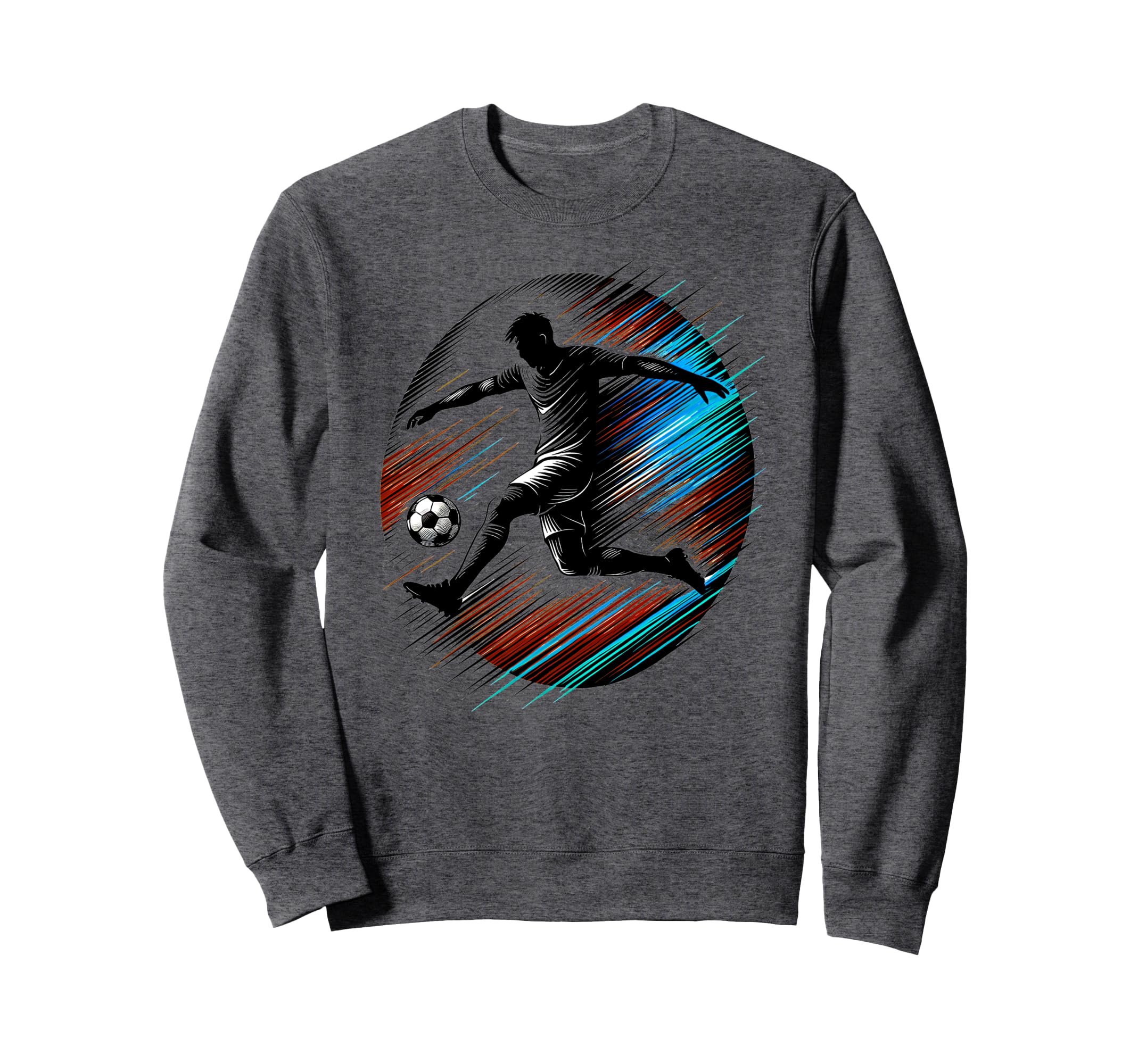 Dynamic Soccer Silhouette Mid Air Sweatshirt - Aesthetic Graphic Men Women