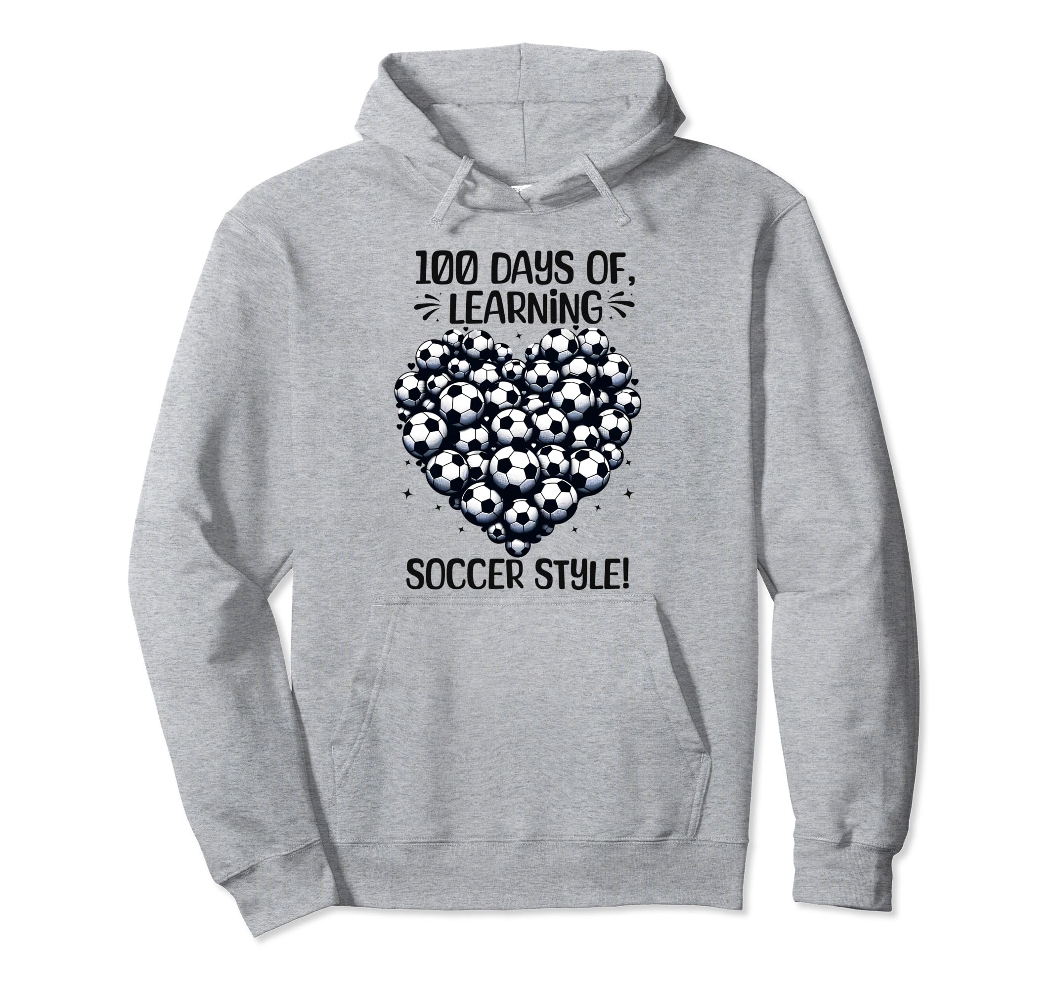 100 Days School Soccer Heart Love Hoodie - Novelty Apparel for Adults