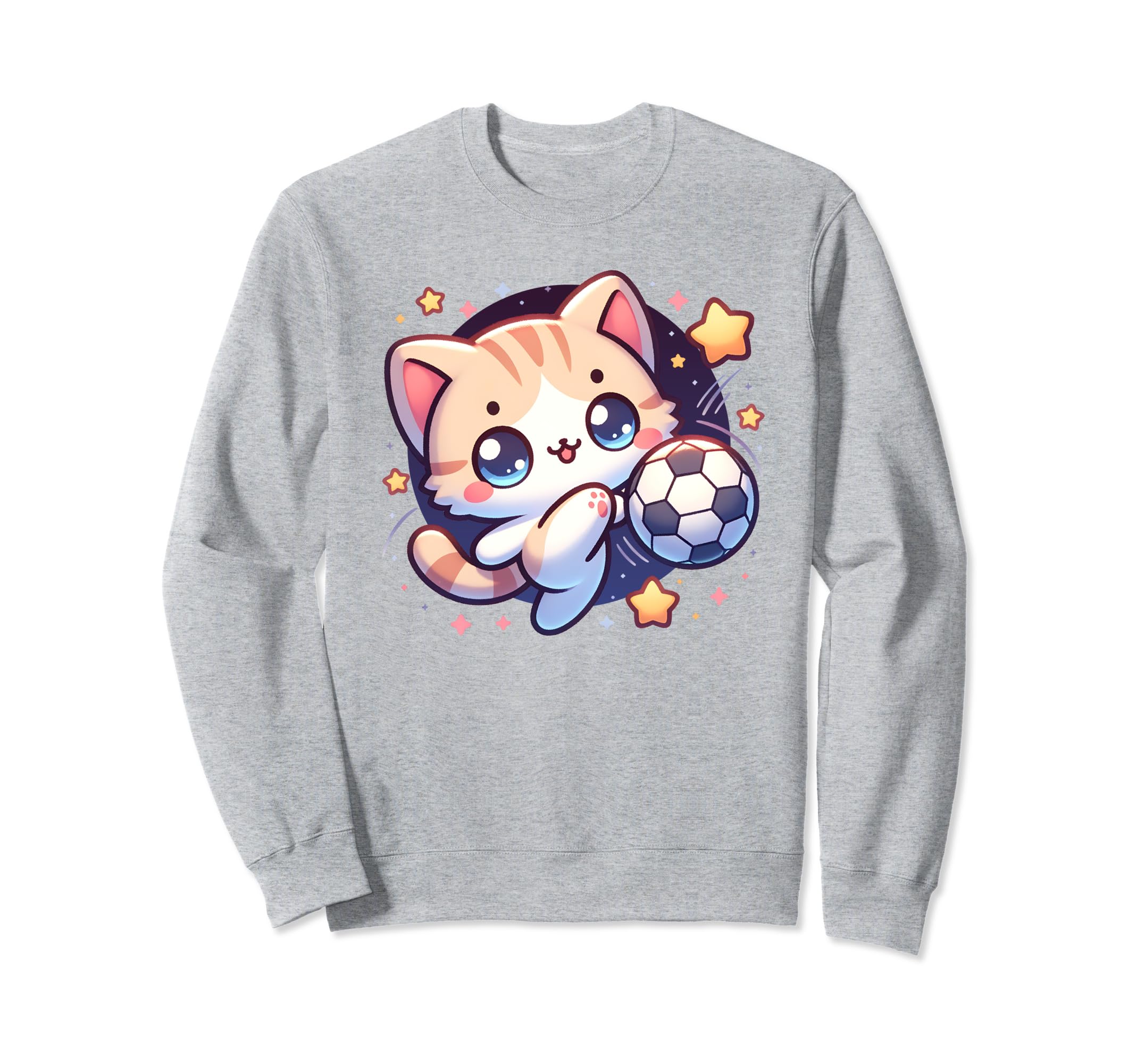 Cat Kitten Soccer Player Kicking Soccer Sweatshirt - Trendy Graphic Unisex