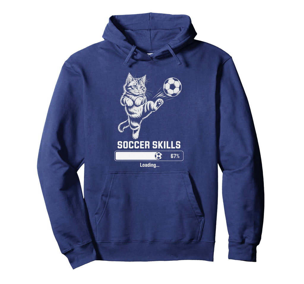 Funny Cat Soccer Skills Loading Kitty Hoodie - Trendy Graphic for Adults