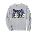 Soccer Aunt Leopard Blue Soccer Auntie Sweatshirt - Trendy Graphic Unisex