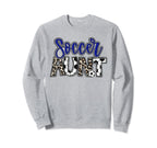 Soccer Aunt Leopard Blue Soccer Auntie Sweatshirt - Trendy Graphic Unisex