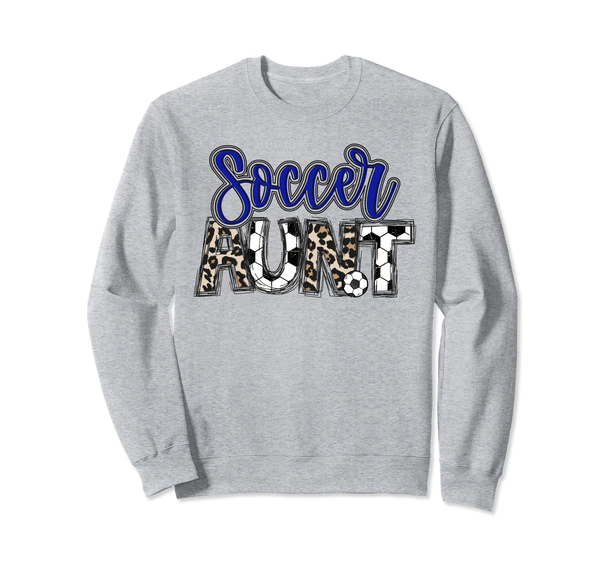 Soccer Aunt Leopard Blue Soccer Auntie Sweatshirt - Trendy Graphic Unisex