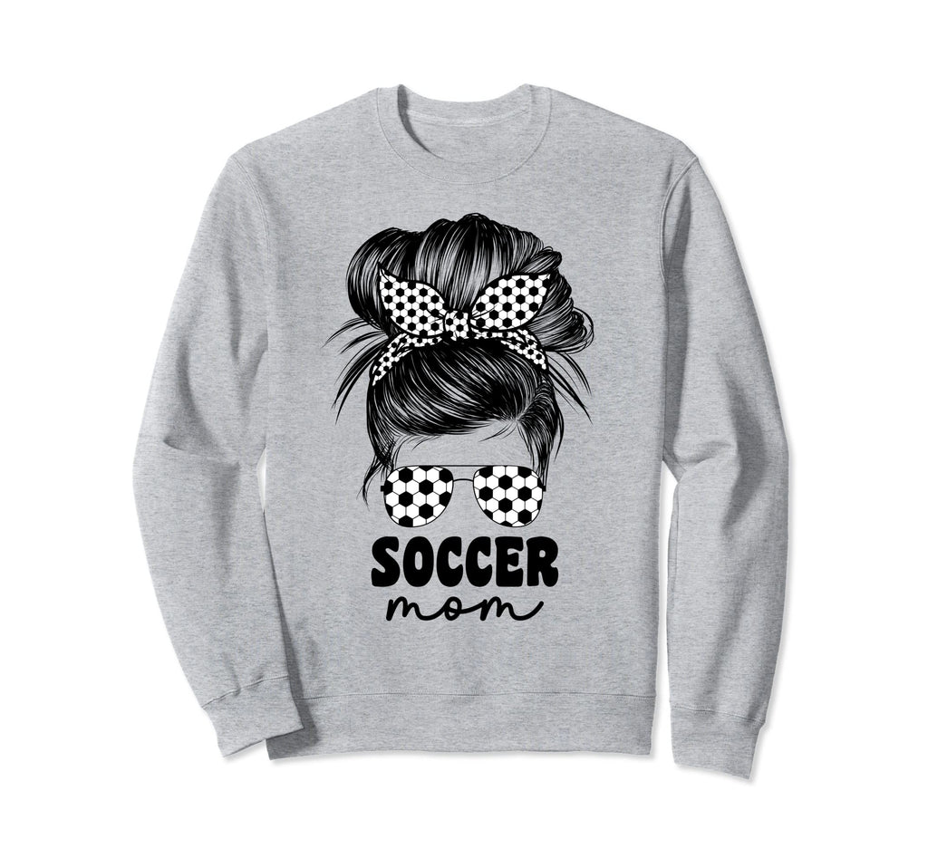 Proud Soccer Mom Mama Messy Bun Sweatshirt - Aesthetic Graphic Men Women