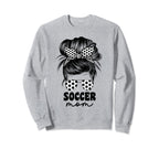 Proud Soccer Mom Mama Messy Bun Sweatshirt - Aesthetic Graphic Men Women