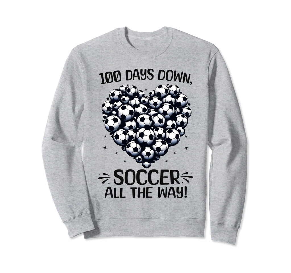 100 Days School Soccer Heart Love Sweatshirt - Trendy Graphic Men Women