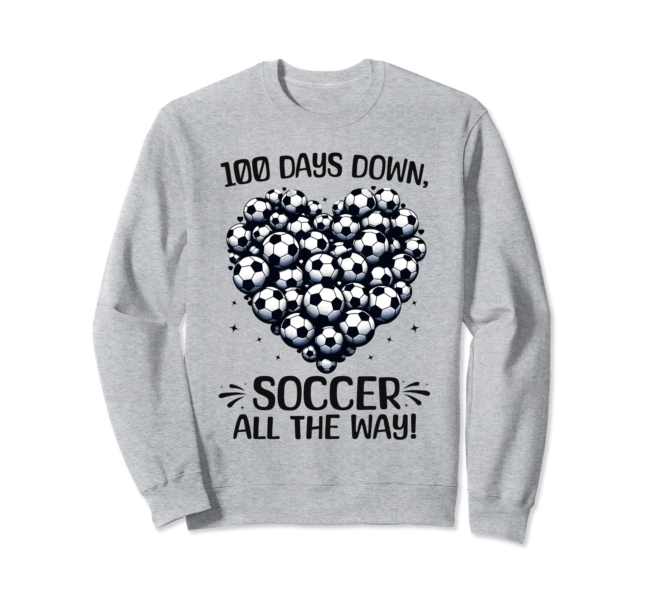 100 Days School Soccer Heart Love Sweatshirt - Trendy Graphic Men Women