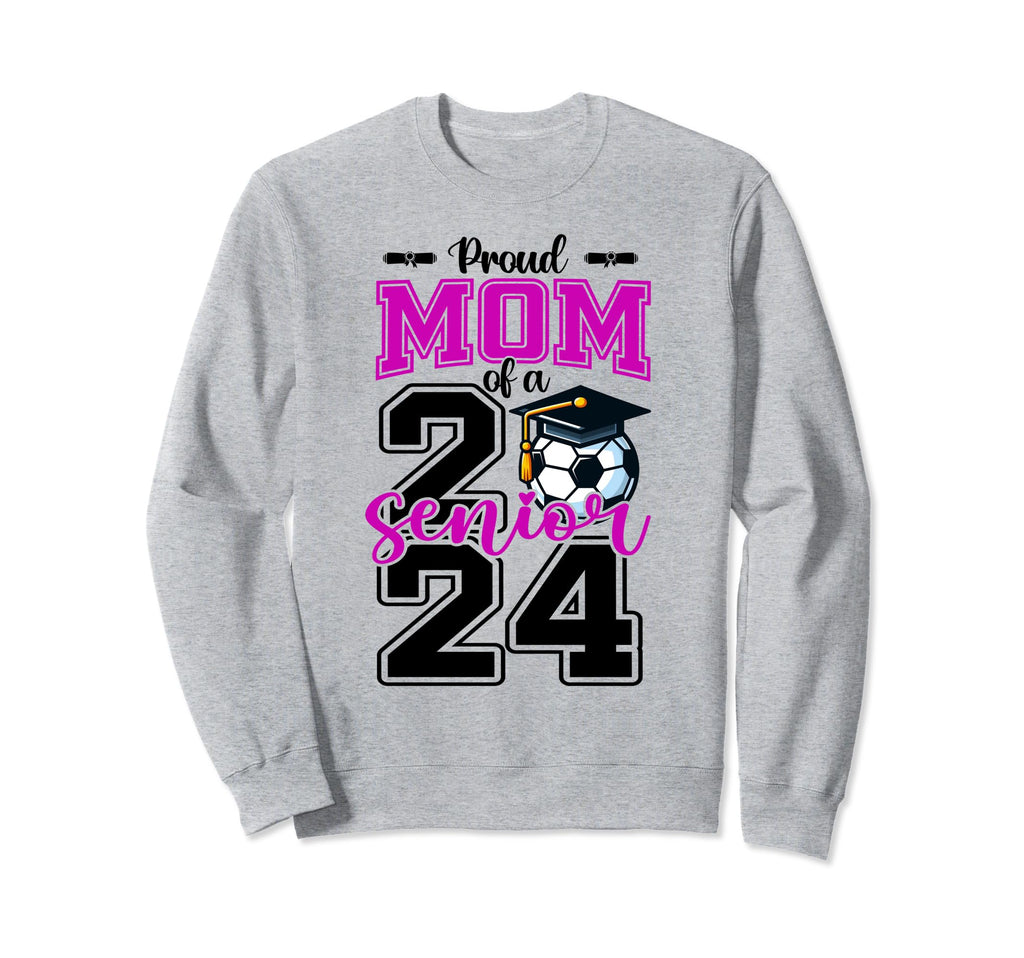 Proud Mom 2024 Soccer Senior Sweatshirt - Trendy Graphic for Adults