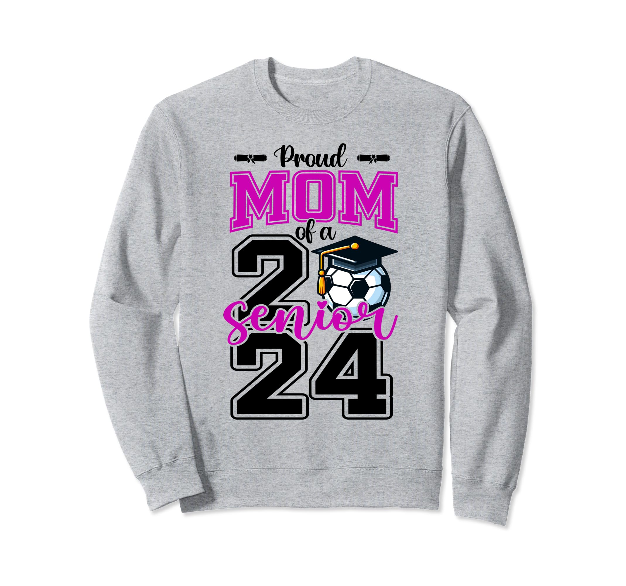 Proud Mom 2024 Soccer Senior Sweatshirt - Trendy Graphic for Adults