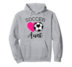 Soccer Aunt Love Heart Auntie Niece Hoodie - Minimalist Print for Adults