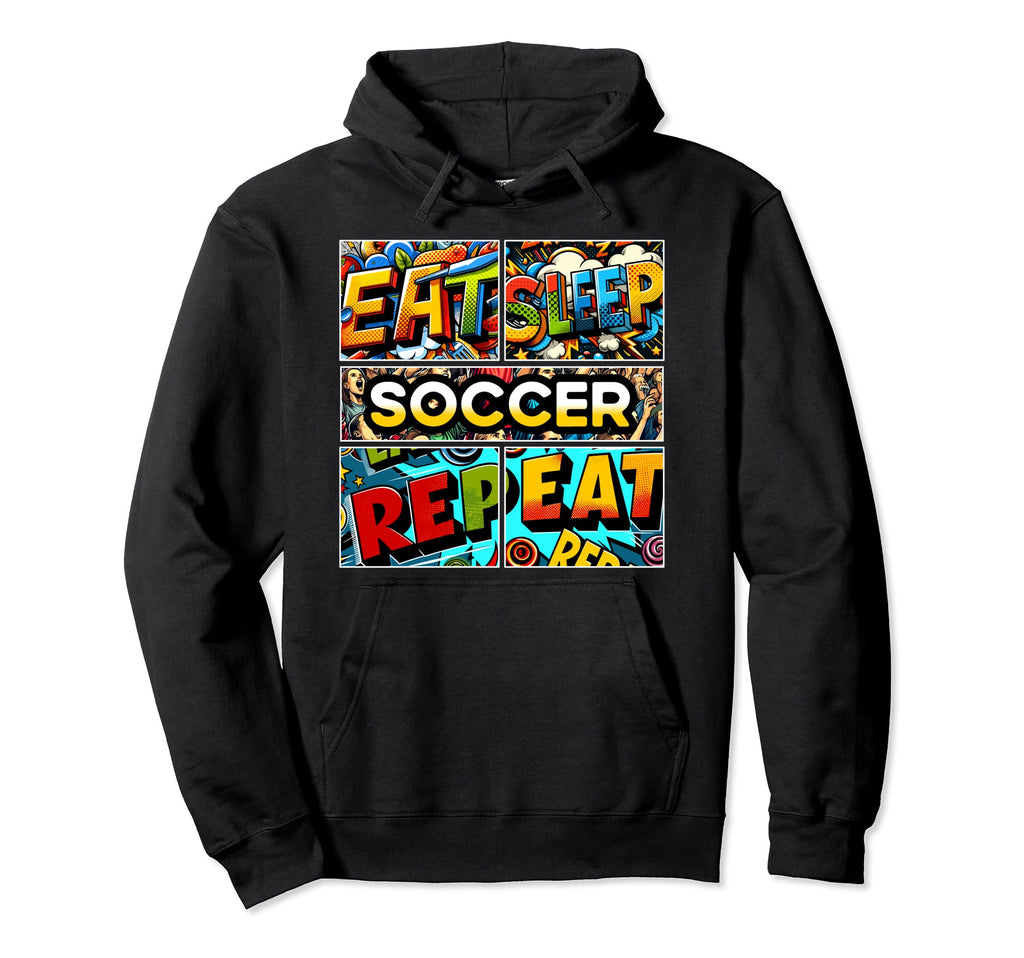 Eat Sleep Soccer Repeat Hoodie - Minimalist Print for Adults