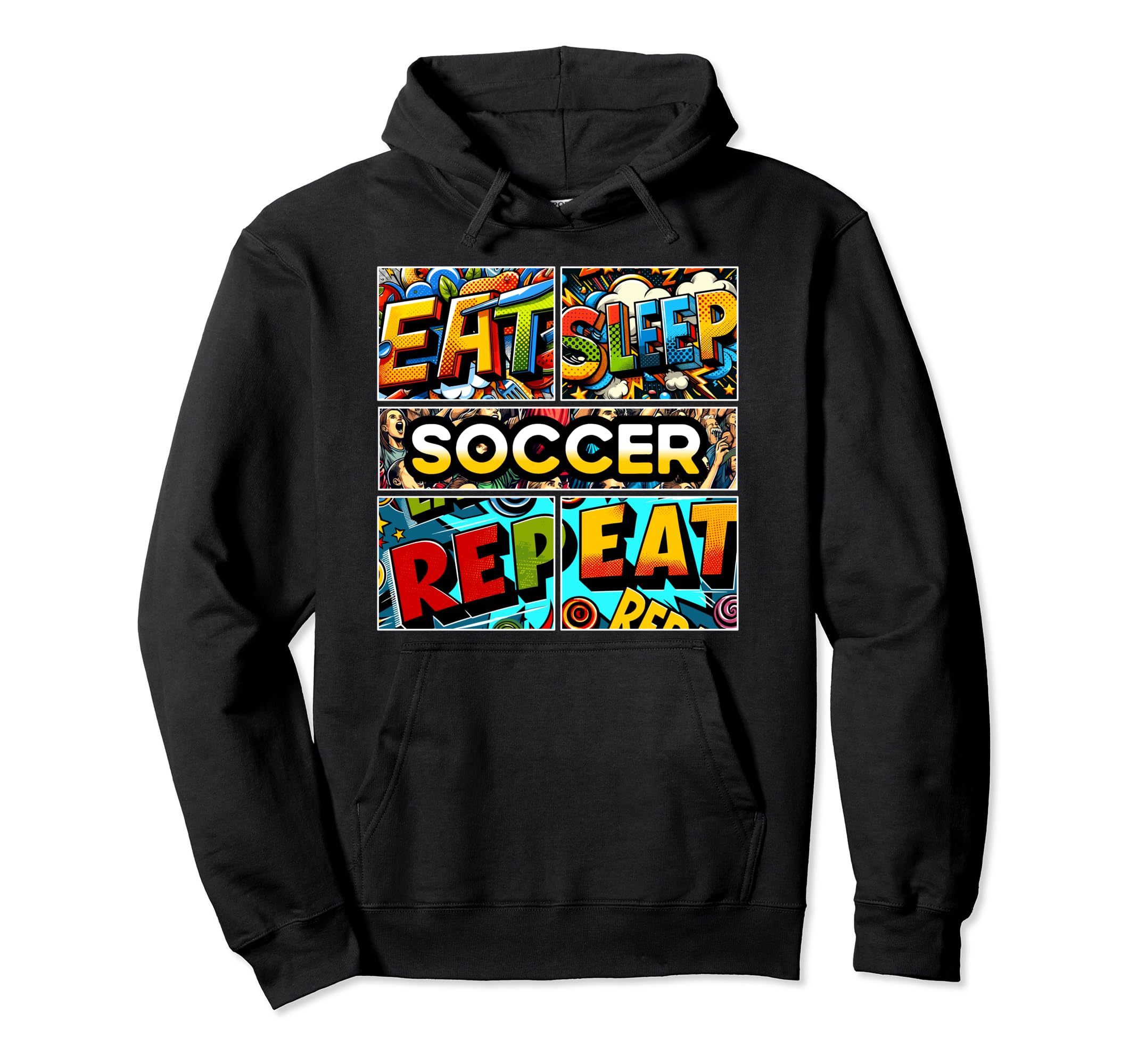 Eat Sleep Soccer Repeat Hoodie - Minimalist Print for Adults