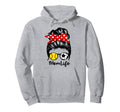 Mom Life Messy Bun Hair Funny Softball Hoodie - Unique Graphic Men Women