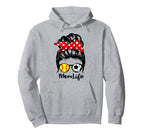 Mom Life Messy Bun Hair Funny Softball Hoodie - Unique Graphic Men Women