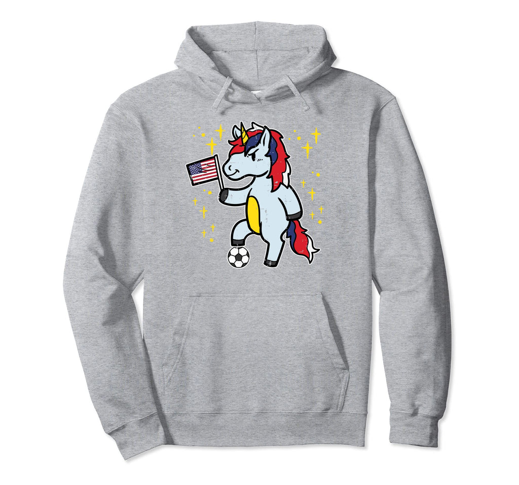 Usa America Flag Unicorn Football Soccer Hoodie - Aesthetic Graphic Unisex