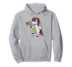 Usa America Flag Unicorn Football Soccer Hoodie - Aesthetic Graphic Unisex