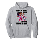 Just Who Loves Soccer African American Hoodie - Graphic Print Men Women