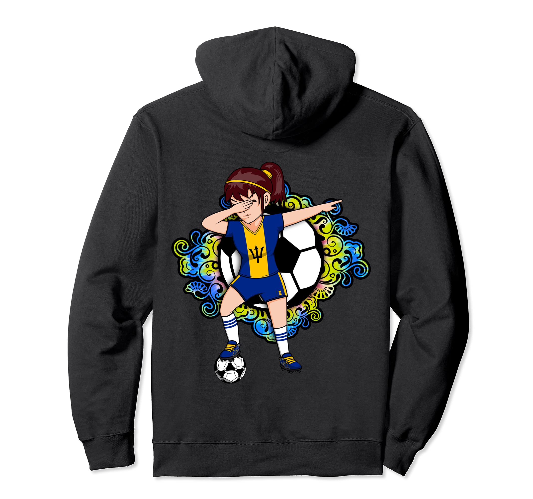 Dabbing Soccer Barbados Jersey Floral Hoodie - Custom Art Print Unisex