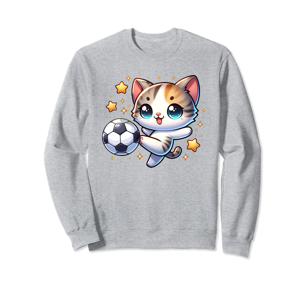Soccer Player Cat Kitten Kicking Sweatshirt - Custom Art Print for Adults