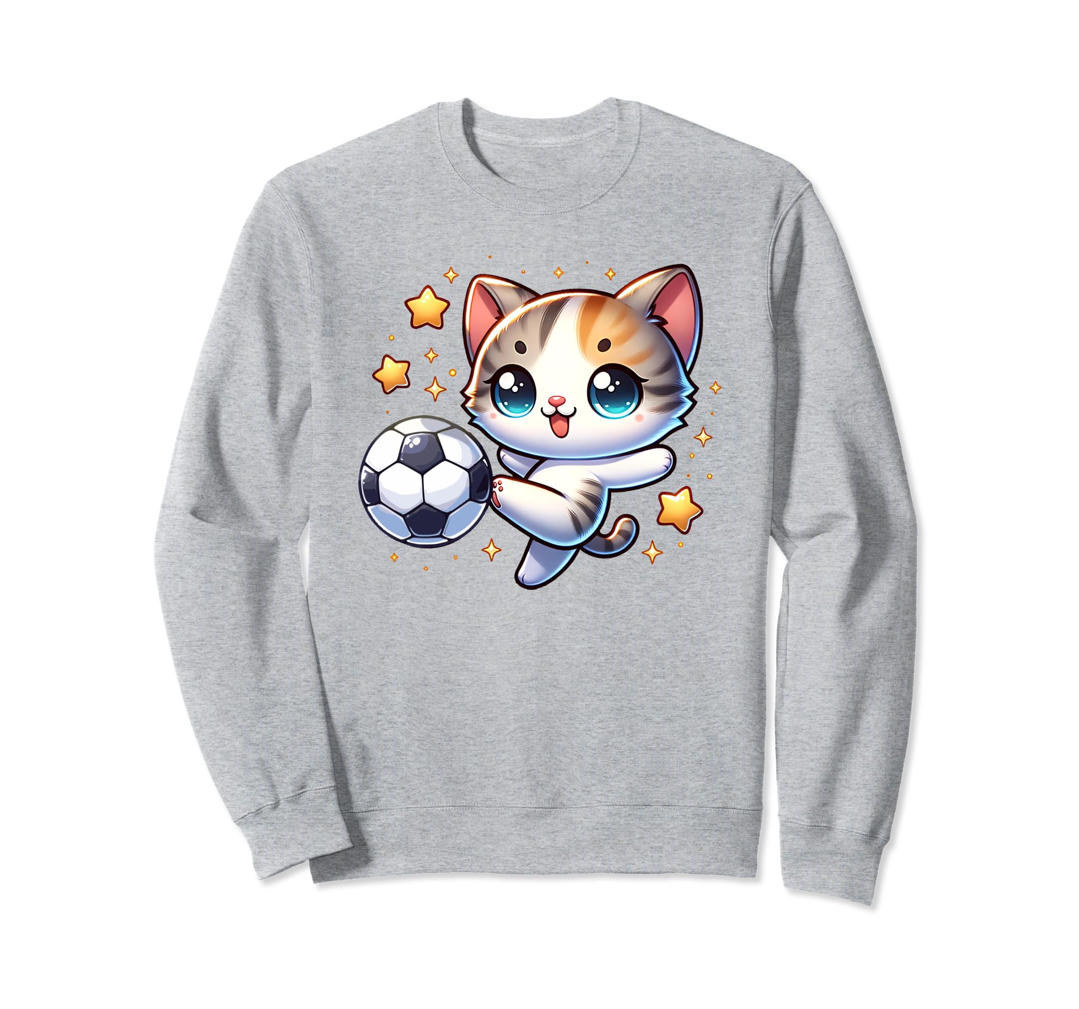 Soccer Player Cat Kitten Kicking Sweatshirt - Custom Art Print for Adults