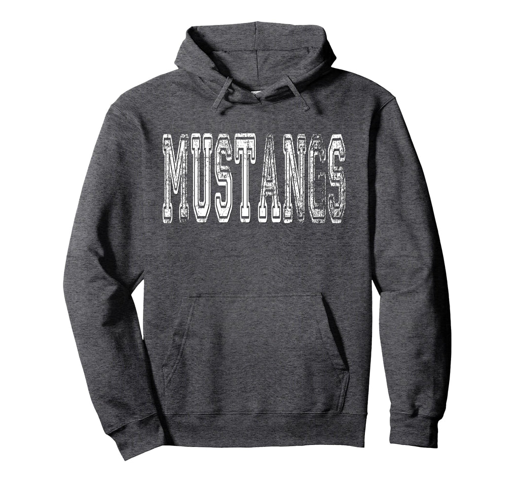 Mustangs Mascot Distressed School Hoodie - Aesthetic Graphic for Adults