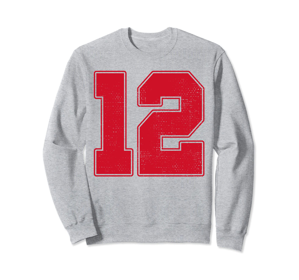 12 Outline Number 12 Varsity Fan Sweatshirt - Aesthetic Graphic Unisex