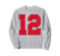 12 Outline Number 12 Varsity Fan Sweatshirt - Aesthetic Graphic Unisex