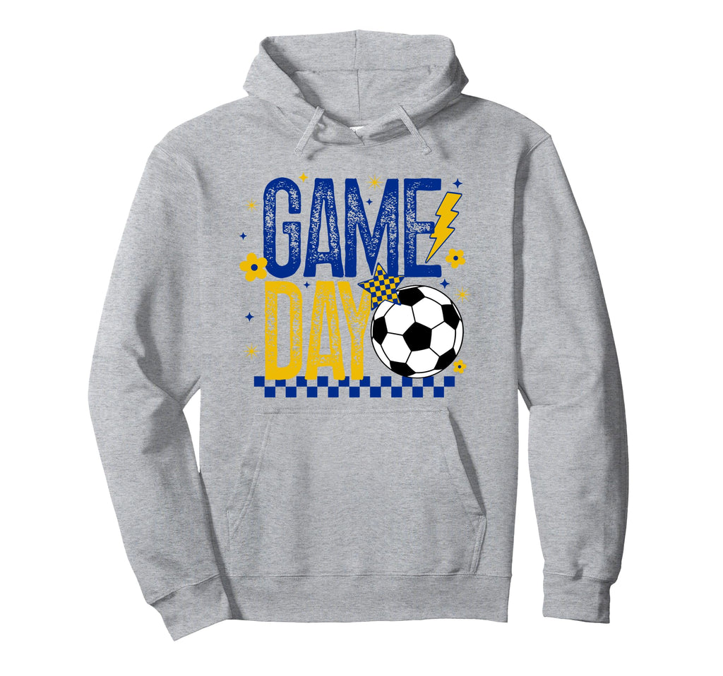 Game Day Soccer Season Blue Gold Hoodie - Streetwear Style for Adults