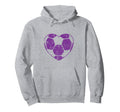 Purple Soccer Ball Mom Fan Simple Heart Hoodie - Unique Graphic for Adults