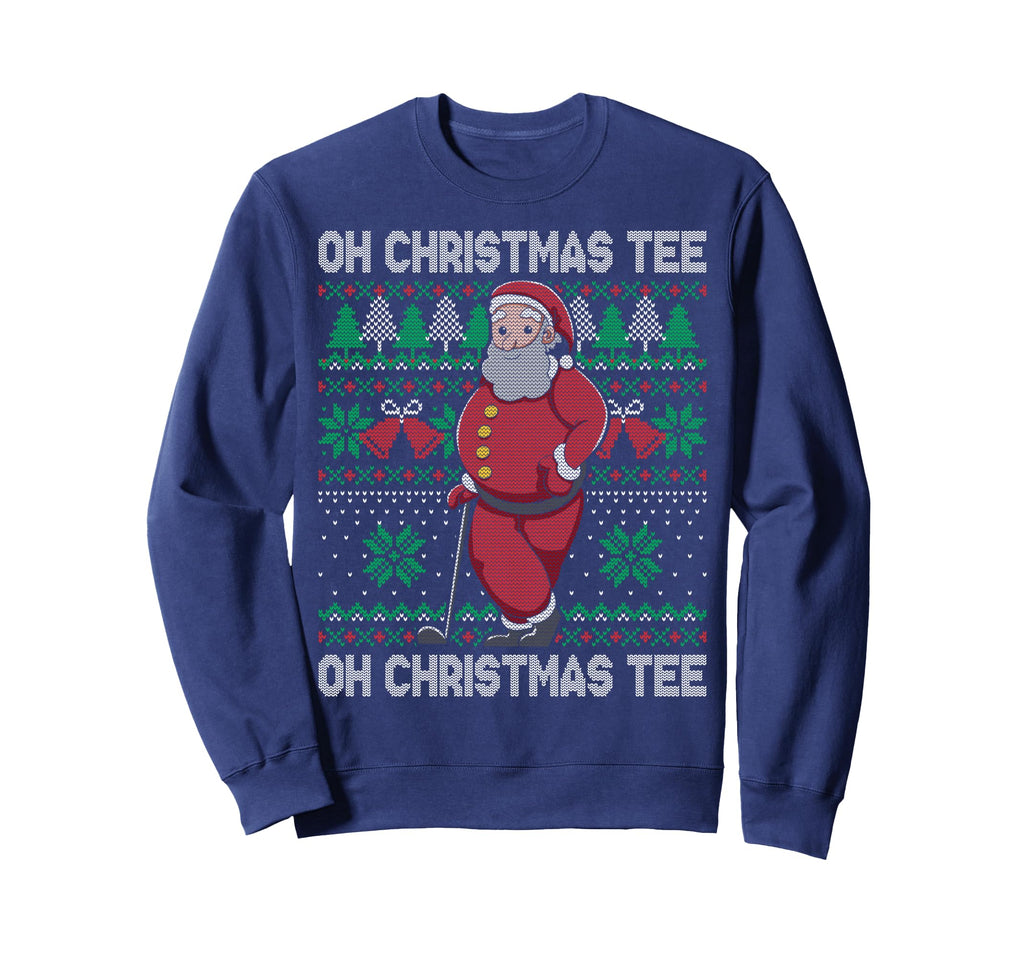 Oh X Mas Santa Claus Playing Golf Ugly Sweatshirt - Graphic Print Men Women