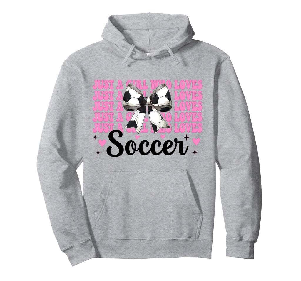 Just Who Loves Soccer Coquette Bow Hoodie - Trendy Graphic for Adults