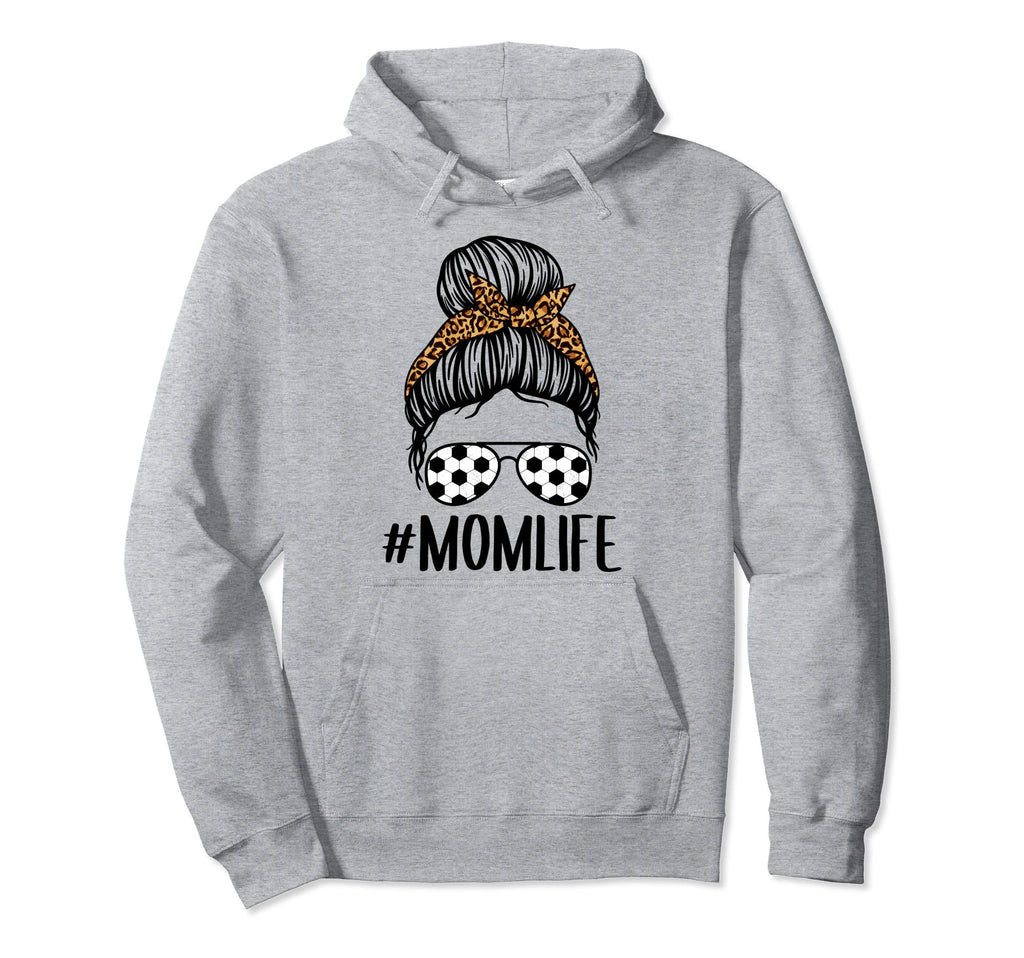 Momlife Messy Bun Leopard Soccer Hoodie - Casual Everyday Wear for Adults
