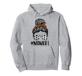 Momlife Messy Bun Leopard Soccer Hoodie - Casual Everyday Wear for Adults