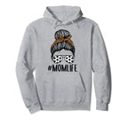 Momlife Messy Bun Leopard Soccer Hoodie - Casual Everyday Wear for Adults