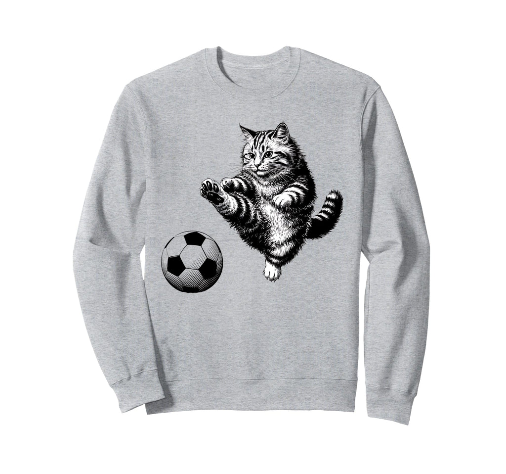 Funny Soccer Cat Football Kitten Cat Sweatshirt - Unique Graphic Unisex