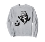 Funny Soccer Cat Football Kitten Cat Sweatshirt - Unique Graphic Unisex