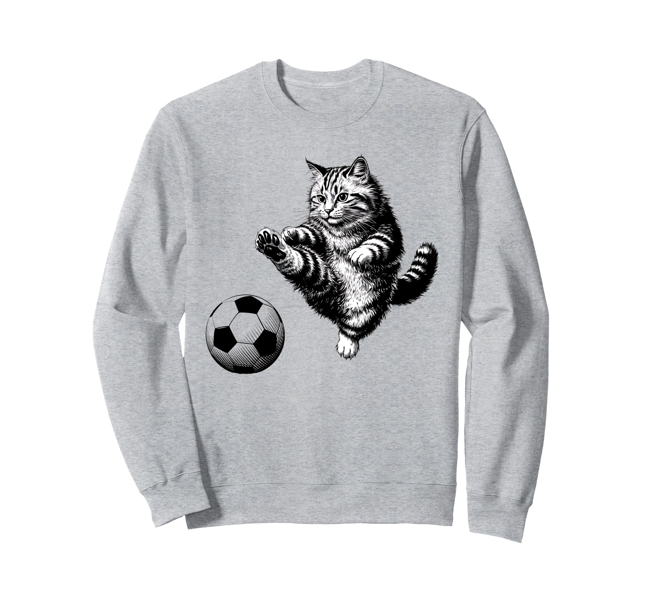 Funny Soccer Cat Football Kitten Cat Sweatshirt - Unique Graphic Unisex