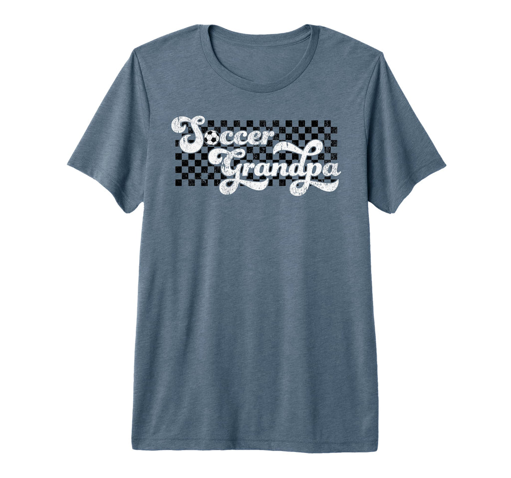 Soccer Grandpa Grandfather Checkered Tri T-Shirt - Streetwear Style Unisex