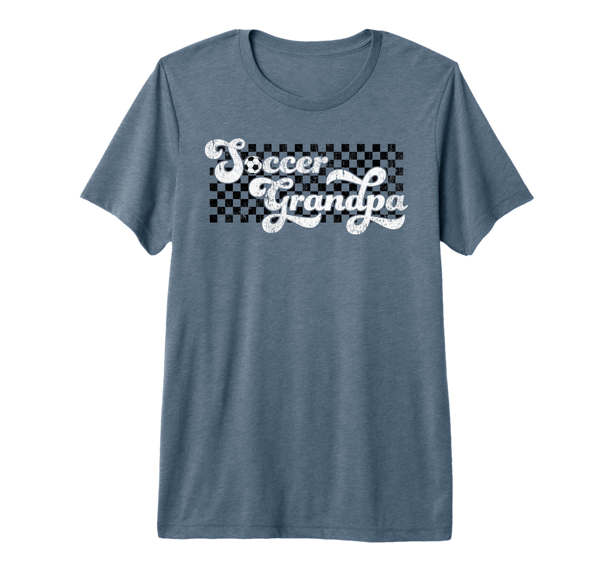 Soccer Grandpa Grandfather Checkered Tri T-Shirt - Streetwear Style Unisex
