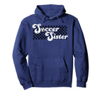 Soccer Sister Soccer Family Checkered Hoodie - Trendy Graphic for Adults