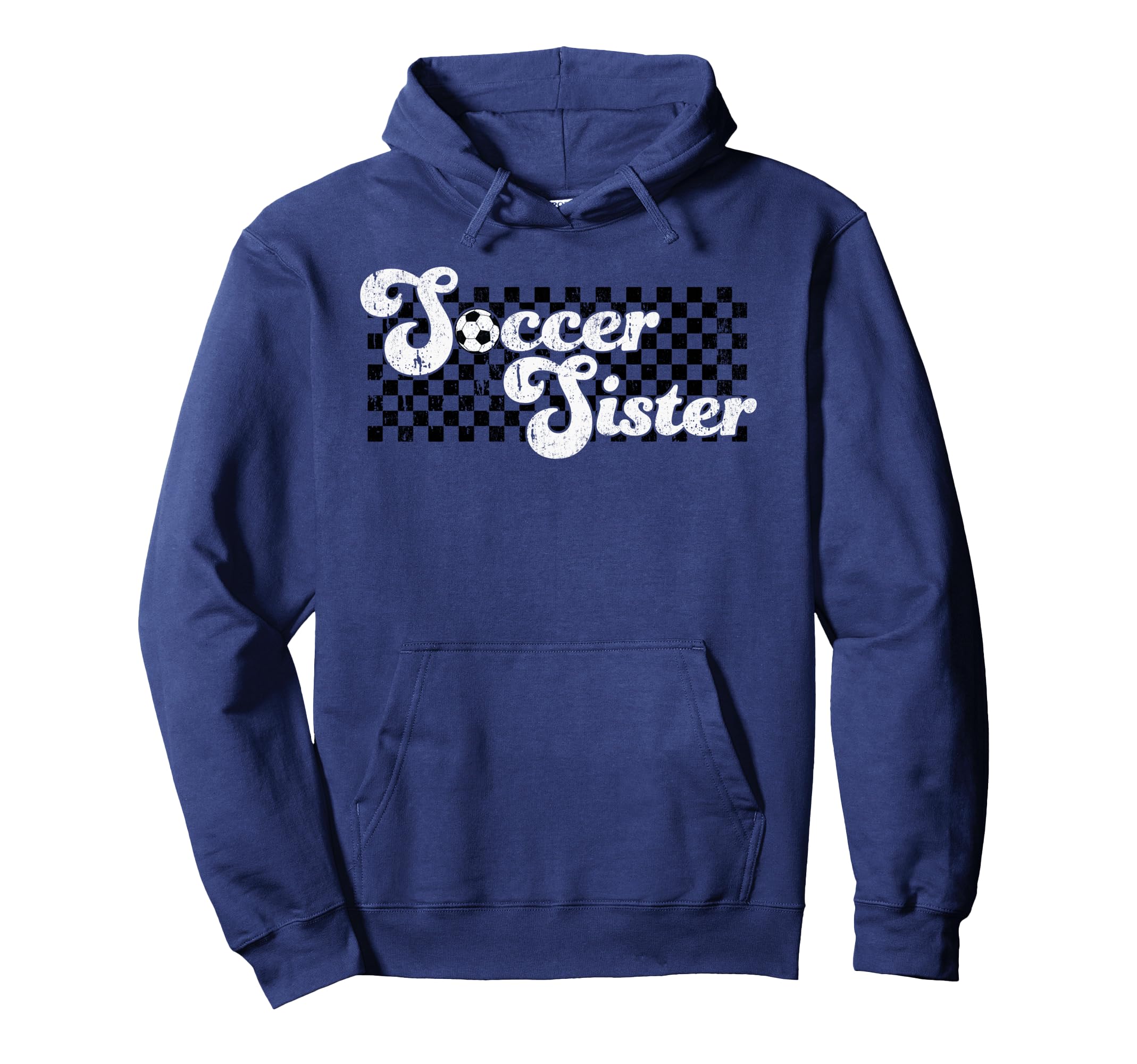 Soccer Sister Soccer Family Checkered Hoodie - Trendy Graphic for Adults
