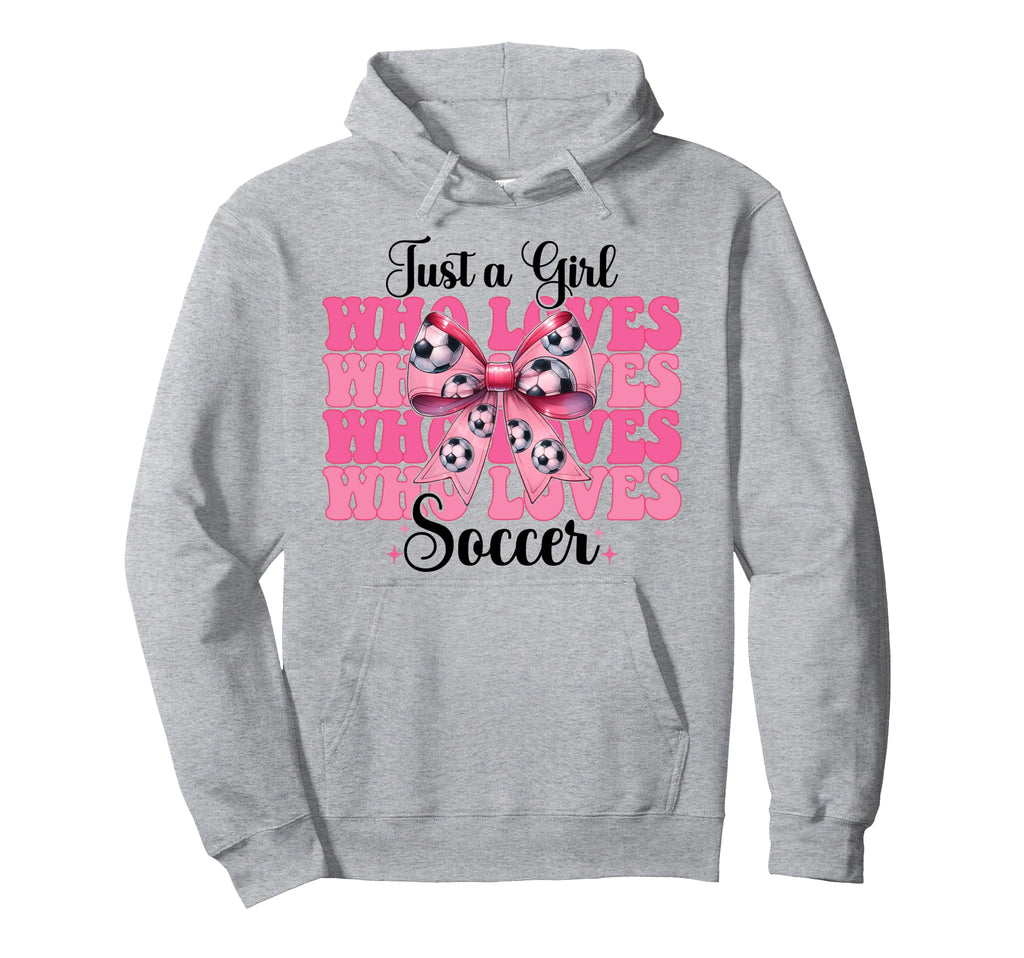 Just Who Loves Soccer Coquette Bow Hoodie - Minimalist Print Unisex