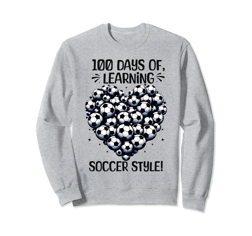 100 Days School Soccer Heart Love Sweatshirt - Novelty Apparel for Adults