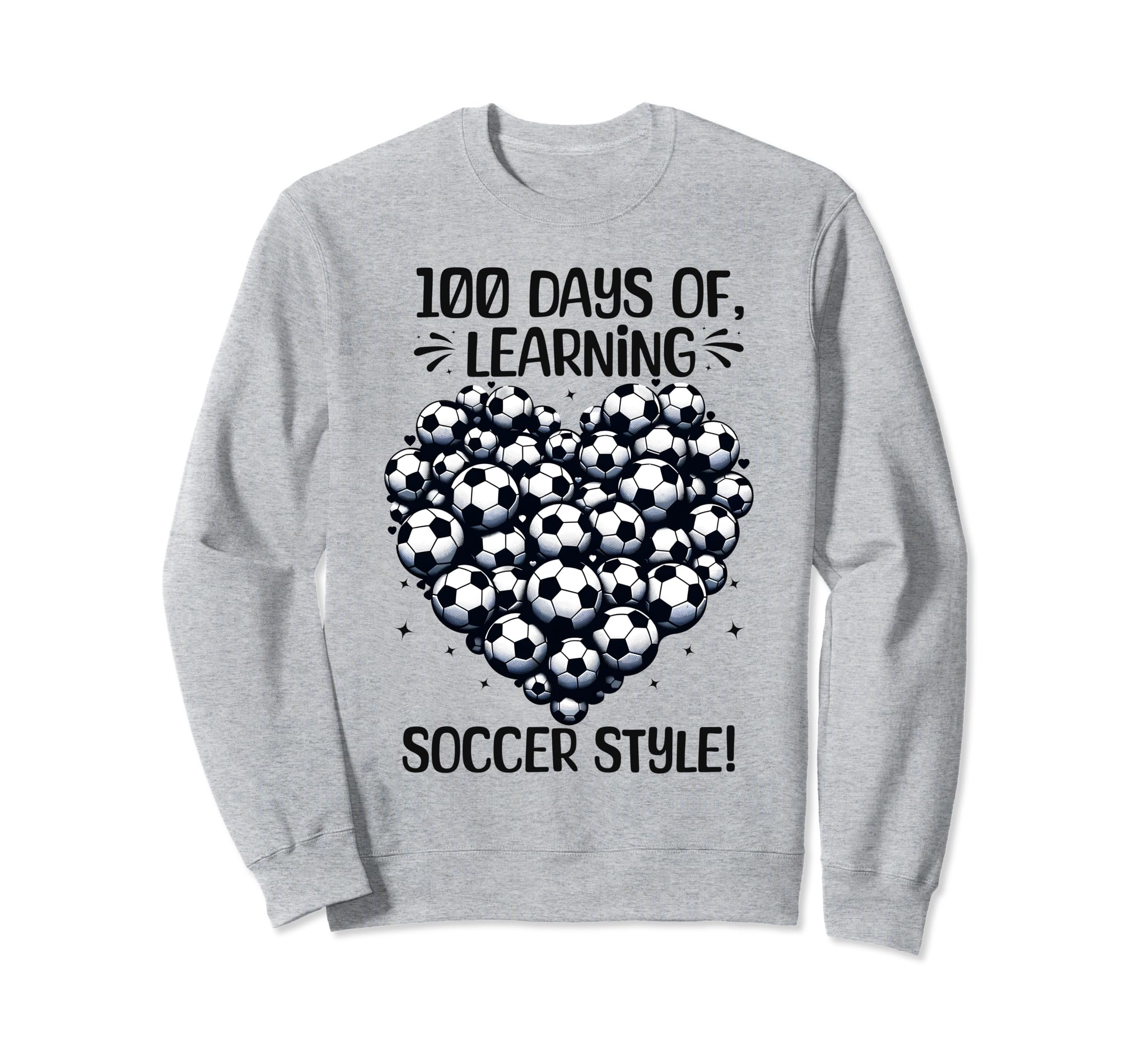 100 Days School Soccer Heart Love Sweatshirt - Novelty Apparel for Adults