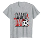 Game Day Soccer Season Checkered Black T-Shirt - Minimalist Print Unisex